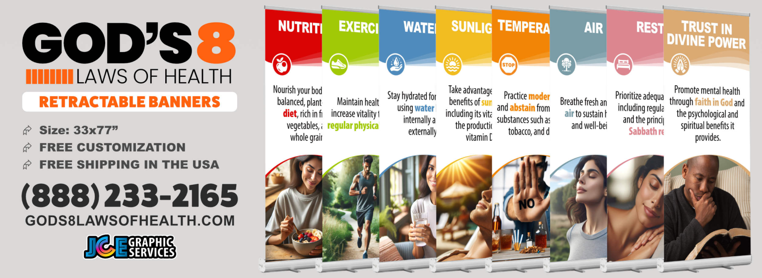God’s 8 Laws of Health Retractable / Roll-Up Banners view 1