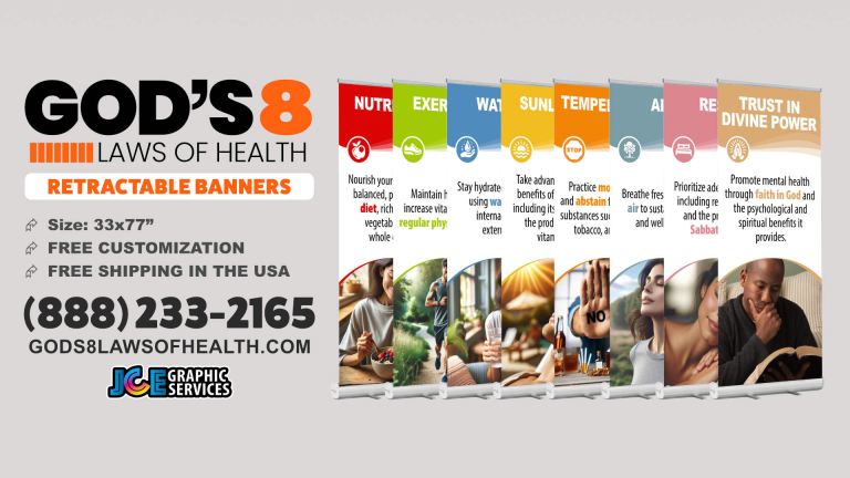 God’s 8 Laws of Health Retractable / Roll-Up Banners
