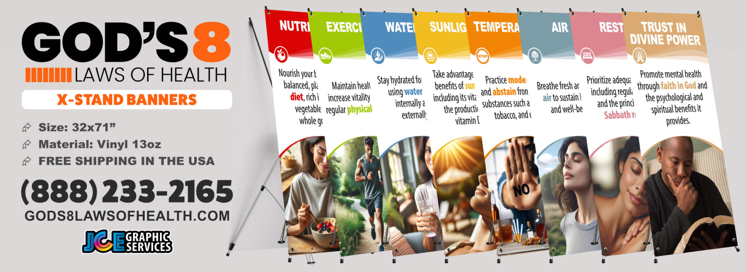 God’s 8 Laws of Health X-Stand Banner Set view 1