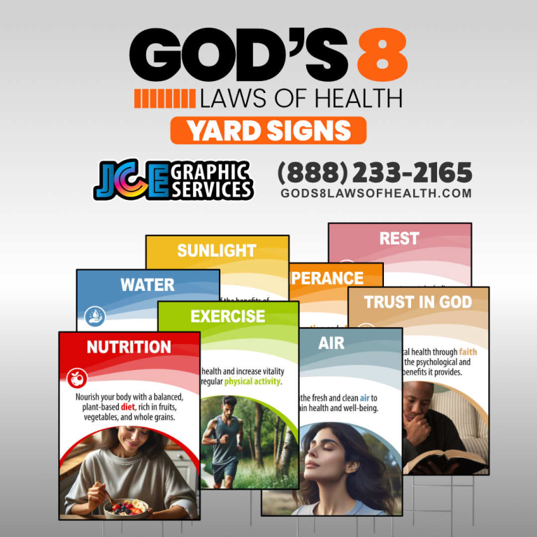God’s 8 Laws of Health – Yard Sign Set 18×24
