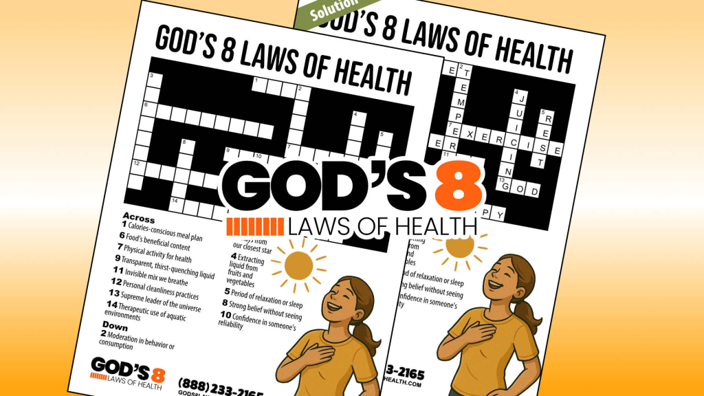 God’s 8 Laws of Health Crossword Puzzle